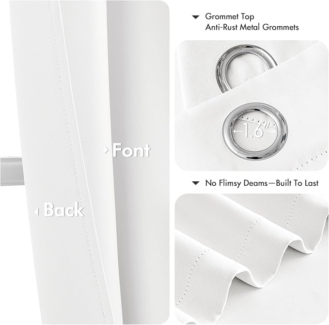 MIULEE Blackout Curtains for Bedroom 2 Panels 40 x 80 Inch Long Pure White | Thermal Insulated, Living Room Darkening Grommet Drapes, Noise Reducing, Light Blocking Window Treatments