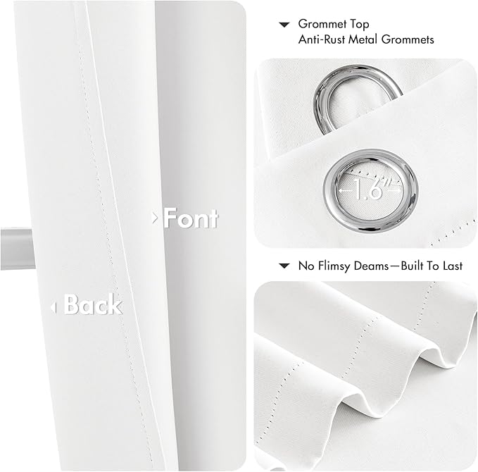 MIULEE Blackout Curtains for Bedroom 2 Panels 40 x 84 Inch Long Pure White | Thermal Insulated, Living Room Darkening Grommet Drapes, Noise Reducing, Light Blocking Window Treatments