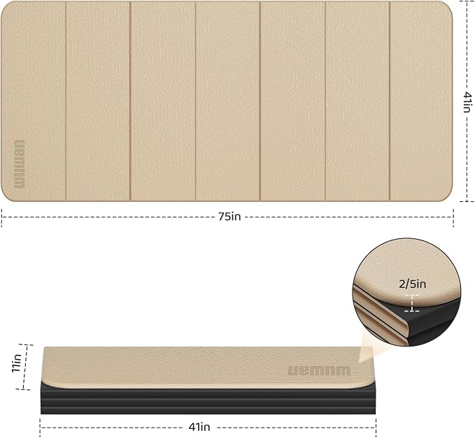 Foldable TPE Yoga Mat Thick 10mm,75" x40"Extra Large Exercise Mats | Stretch Mat Non-slip Fitness Folding Mat Easy to Carry,Wide Gym Mats for Women Men Suitable for Home Workout Travel Pilates