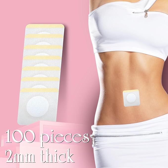 Castor Oil Patches, Castor Oil Belly Button Patch Disposable Organic Cotton Self-Adhesive Pads for Belly Button, Anti Leakage Design, Breathable & Portable, No Wash 100PCS