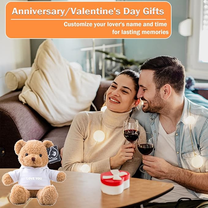 Personalized Teddy Bear with Text+Photo, Valentines Bear Stuffed Animal Plush Toys as Personalized Gifts for Women Men on Valentines' Day Birthday Anniversary Christmas Day（16 inch-Text+Photo