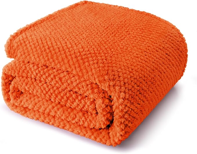 Whale Flotilla Soft Fleece King Size Bed Blanket, Burnt Orange | 90x104 Inch, Suitable for Bed, Fluffy Fuzzy Jacquard Blankets for All Season, Lightweight and Cozy