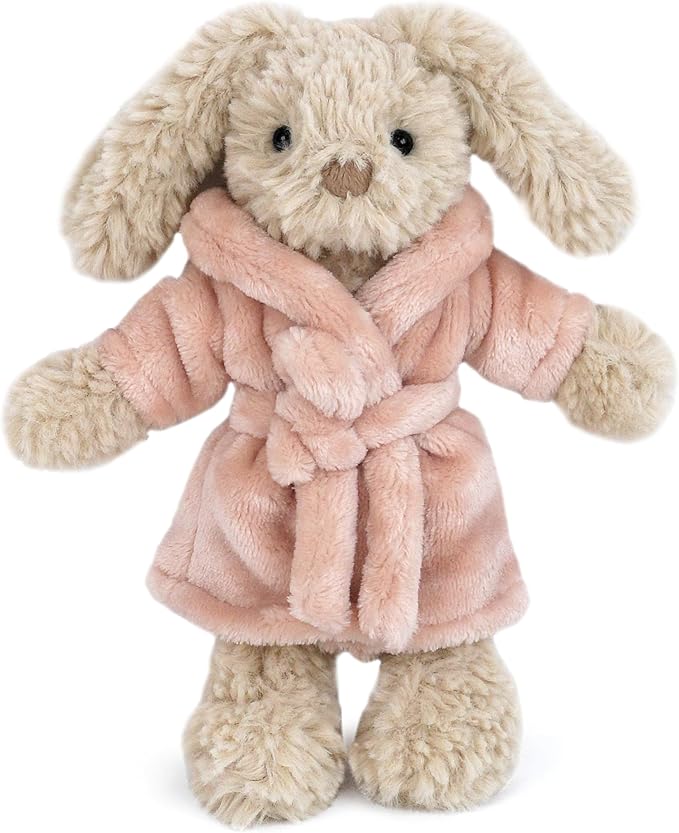 MON AMI Robe The Bunny Plushie – 9" Stuffed Animal Plush Toy for Kids, Soft and Cuddly Bunny Plush Toy, Cute Easter or Birthday Gift, Huggable Toy, Adorable Stuffed Toy for Children