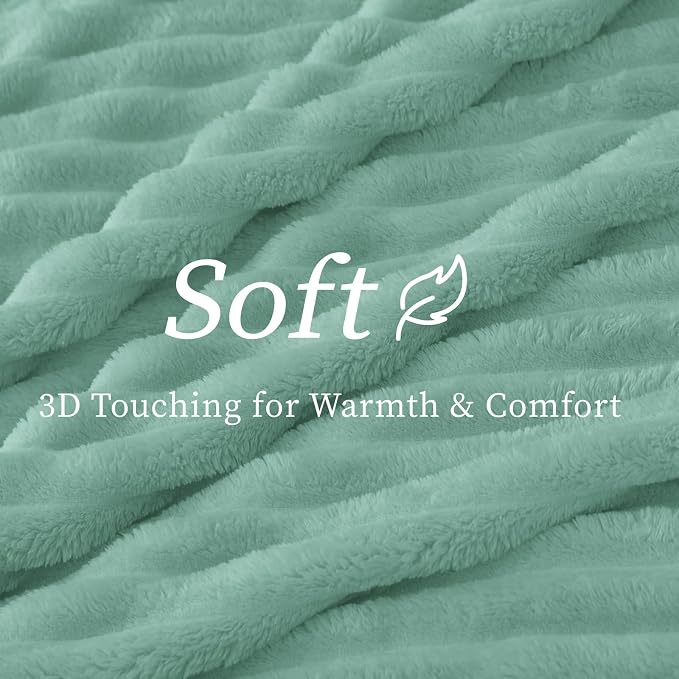 BEDELITE Ribbed Twin Blanket for Couch & Bed, Seafoam, 60"x80" | Ultra-Soft Plush Fleece, Cozy, Warm Yet Lightweight, Ribbed Texture, Home Decor, Machine Washable, Giftable, All-Season Use