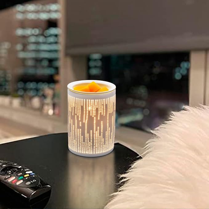 Electric Wax Melt Warmer, Ceramic Candle Wax Warmer for Scented Wax Melter Electric Wax Burner Wax Melts Wax Cubes Melter, Mother's Day Aroma Lamp for Home Hotel Office (Music-Lines)