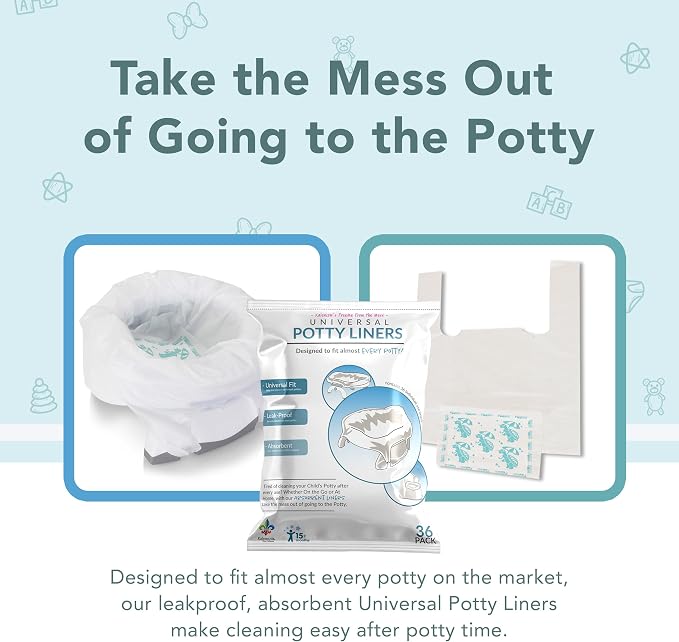 Kalencom Potette Plus Potty Seat Liners - Disposable, Leakproof Liners for Travel Potty Seat - Fragranced to Absorb Odor - 30 Count