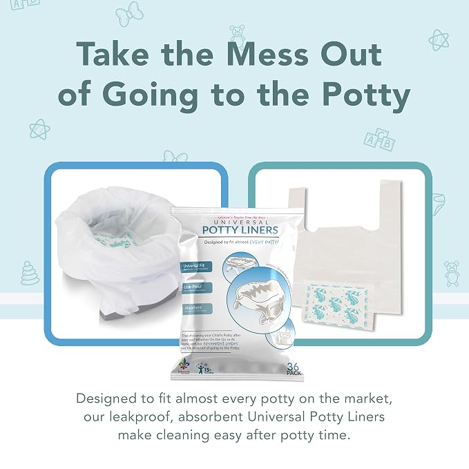 Kalencom Universal Potty Liners - Disposable Potty Liners for Toddlers - Absorbent and Leakproof - Compatible with Potette Travel Potty and Most Standard Toddler Potties (90, Universal)