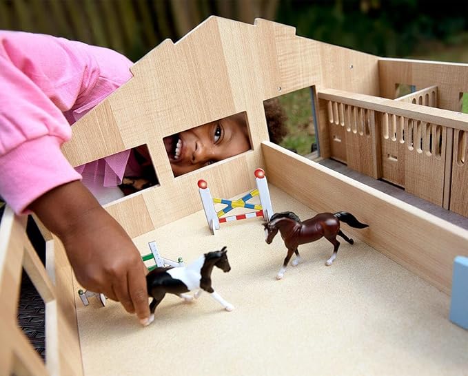 Breyer Horses Farms Deluxe Arena Stable | 24 Piece Playset | 2 Stablemates Horses Included | 24.25" L x 22" W x 10.5" H | 1:32 Scale | Model #59243