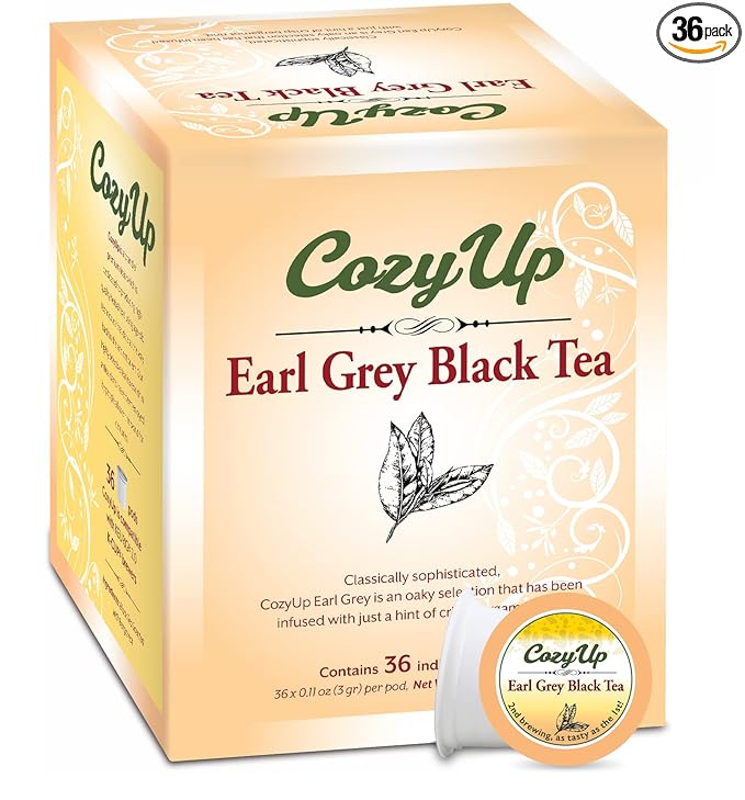 Cozy Up Earl Grey Tea K-Cup Pods, 36-Count, Compatible with Keurig Brewers