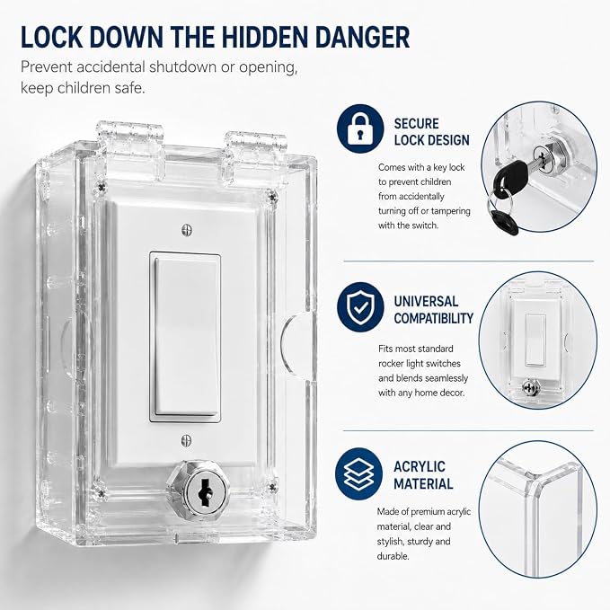 Baby Safety Outlet Cover Box, Outlet Covers, Plug Covers for Electrical Outlets, Socket Covers for Outlets Fit 5.9
