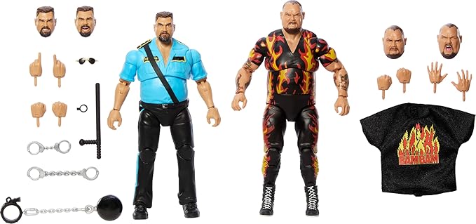 Mattel WWE Coliseum Collection Action Figure 2-Pack with Bam Bam Bigelow & Big Boss Man 6-inch Collectibles & Accessories Including Swappable Parts