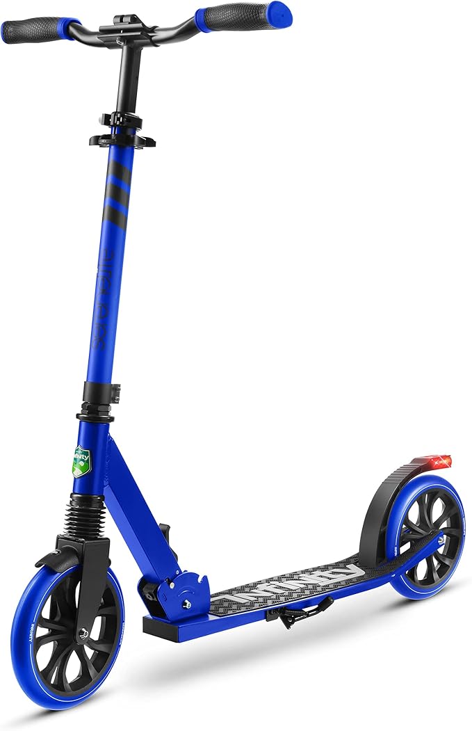 SereneLife Two Wheel Scooter for Teens, Smooth Gliding Kick Scooter for Adults w/Adjustable Height for Ages 8+, Portable All Terrain Scooter w/Carry Straps, Easy to Fold