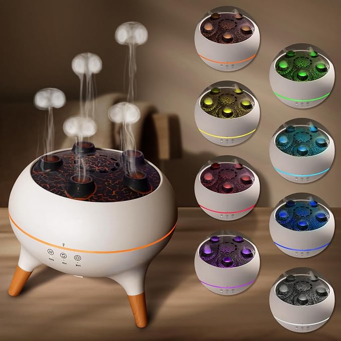 Essential Oil Diffuser for Home, Bedroom Humidifiers, Air Scent Aroma Aromatherapy Ultrasonic Humidifier Machine Timer Small Mini difusor de Aromas para casa Living Room Office Decor Gifts Jellyfish