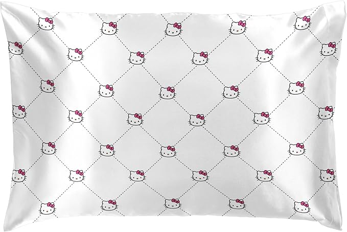 Jay Franco Satin Pillowcase - Standard Size 20x30 Inch Silky Soft Premium Pillow Cover, White - Hello Kitty