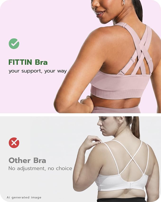 FITTIN Adjustable Sports Bra for Large-Bust: Adjust Support for Workout | No More Settling Dial in Your Perfect Fit Full Coverage No Spillage for Gym & Yoga - for C–DDD Cup Plus Size Large Bust Women