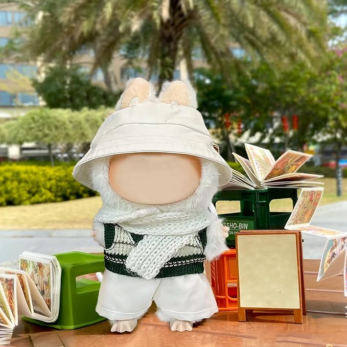 Clothes Fit for 17CM Doll, Fashion Doll Clothes Outfit Set Cute Theme Designer Toys Dress Accessories for Collector Fans Display (Gold V White)