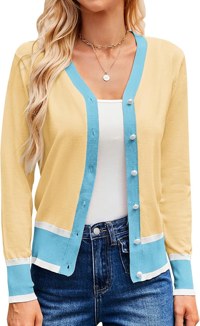GRACE KARIN Cardigan Sweaters for Women Lightweight Long Sleeve Cropped Cardigan Summer Fall Fashion Clothing Outfits Shrug