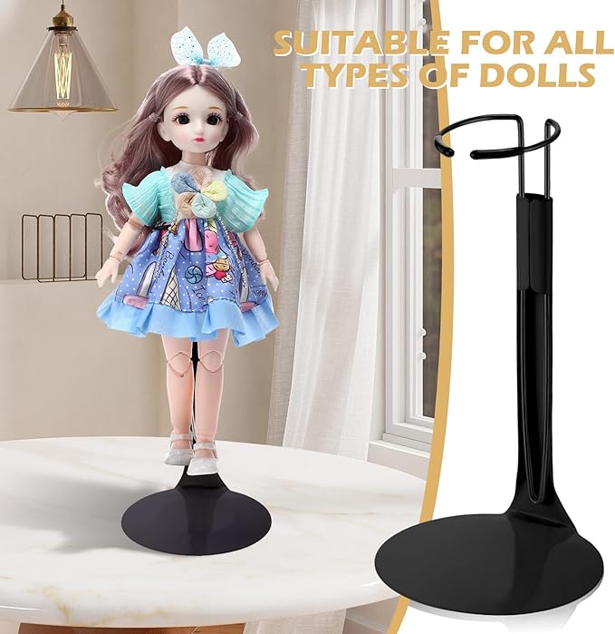 12 Pcs Doll Stand Action Figure Stands with Expandable Waist Wire for 8" to 12" Dolls and Action Figure(Black)