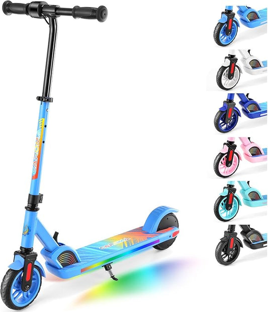 Caroma Electric Scooter for Kids Ages 6-14, 150W/180W Motor,10 MPH Max Speed & 7 Miles,Adjustable Height & Speed,Colorful Lights,LED Display,Foldable Kids Electric Scooter 132 Lbs Max Load
