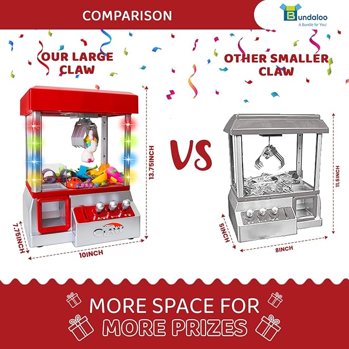 Claw Machine Arcade Game with Sound, Cool Fun Mini Candy Grabber Prize Dispenser Vending Toy for Kids, Boys & Girls (W/Flashing Lights)