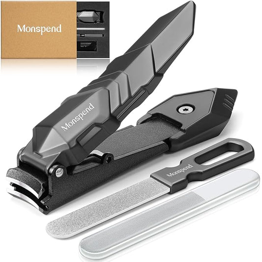 Nail Clippers with Catcher – No Splash Nail Cutters Fingernail and toenail Clippers for Thick Nail， Stainless Steel Fingernail Cutter for Men Women，Custom Flannelette Bag Storage