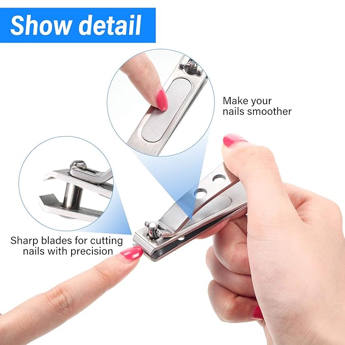 2 Pieces Nail Clipper for Thick Nails, Straight Edge Toenail Clippers, Heavy Duty Stainless Steel Fingernail Cutters, Large Wide Mouth Fingernail and Toenail Scissors for Men Women