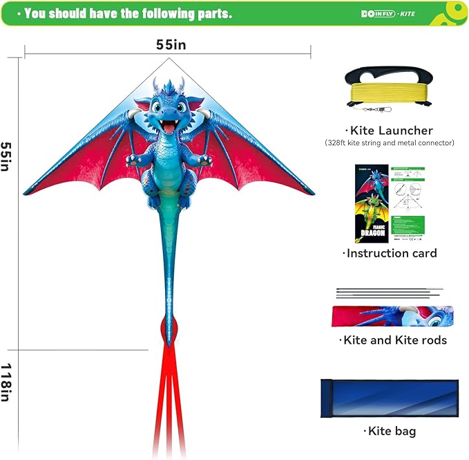 Cartoon Dragon Kite is Suitable for Children and Teenagers, Including Boys and Girls. This Kite is Extremely Easy to Fly and is Perfect for Family outings, Outdoor Games and Activities.