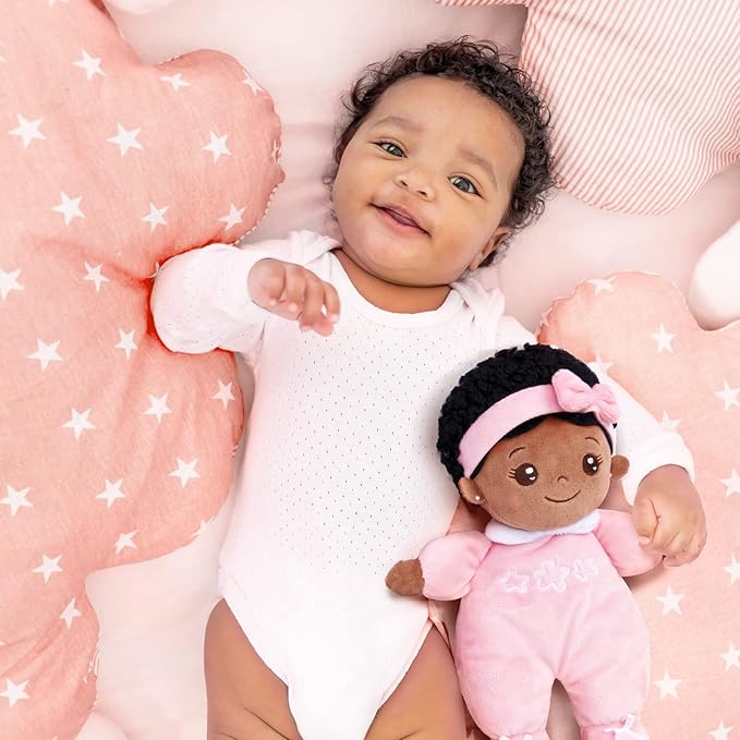 OUOZZZ Black Baby Doll for 1 Year Old Girl Gifts - First African American Baby Dolls Toys for Girl Birthday Christmas Plush Gift for Toddler 10"