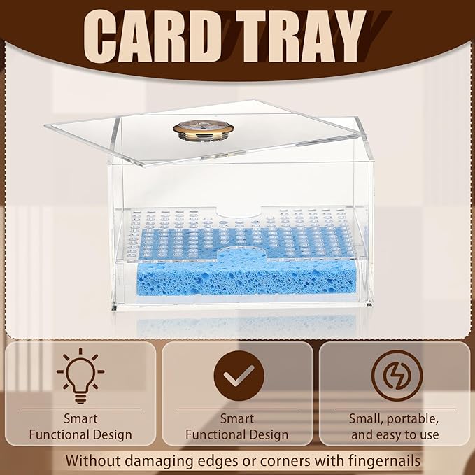 Didaey Card Flattening Kit Trading Card Flattening Tool Accessory Kit Included 1 Moisturizing Box 2 Acrylic Plates 4 Vices 4 Clamps 2 Indent Mats for Fix Bent Cards(Clear,Acrylic)