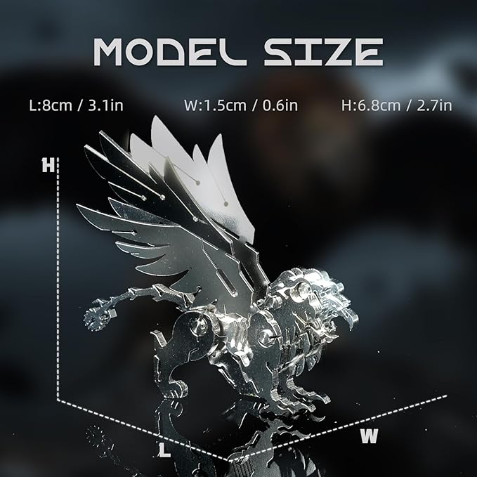 Mythical Griffin 3D Metal Puzzle Model for Adults, Eagle-Lion DIY Building Model Kit, Fantasy Building Figurine for Gamers or Desk Metal Decor