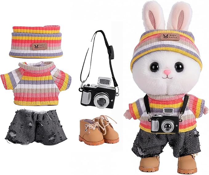 5set 17cm Dolls Clothes Outfit Set - Casual Style Costumes for Doll Figures, Camera Set,Have a seat Clothes - 6.7 Inches Cute Dolls Daily Refill,Gifts for 17cm Doll Lovers (Style-N)