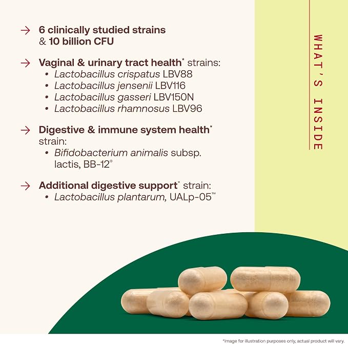Jarrow Formulas Fem-Dophilus Advanced Vaginal & Digestive Probiotics 10 Billion CFU with 6 Science Backed Strains, for Vaginal, Urinary Tract, Digestive & Immune Support, 30 Capsules, Shelf-Stable