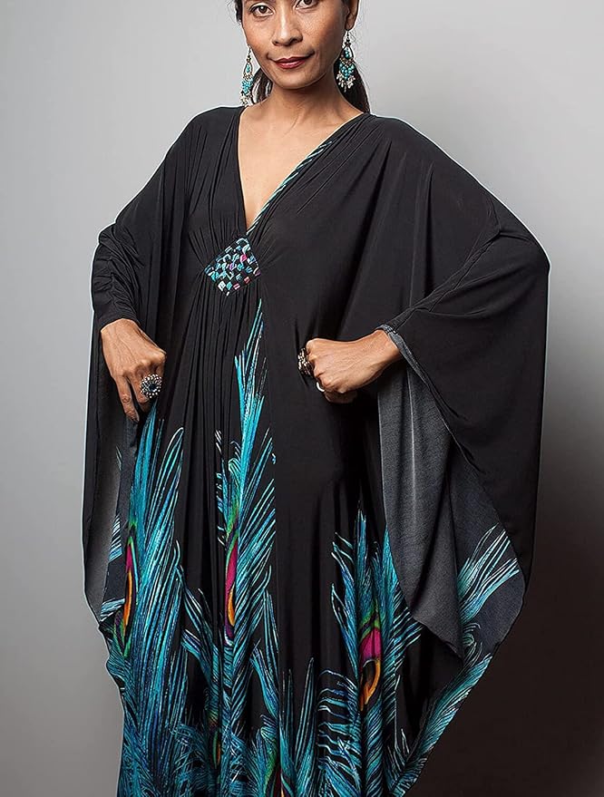 Venasha Womens Caftan Floral Print Kaftan Dress Short Sleeve Swimsuit Cover up Loungewear for Summer