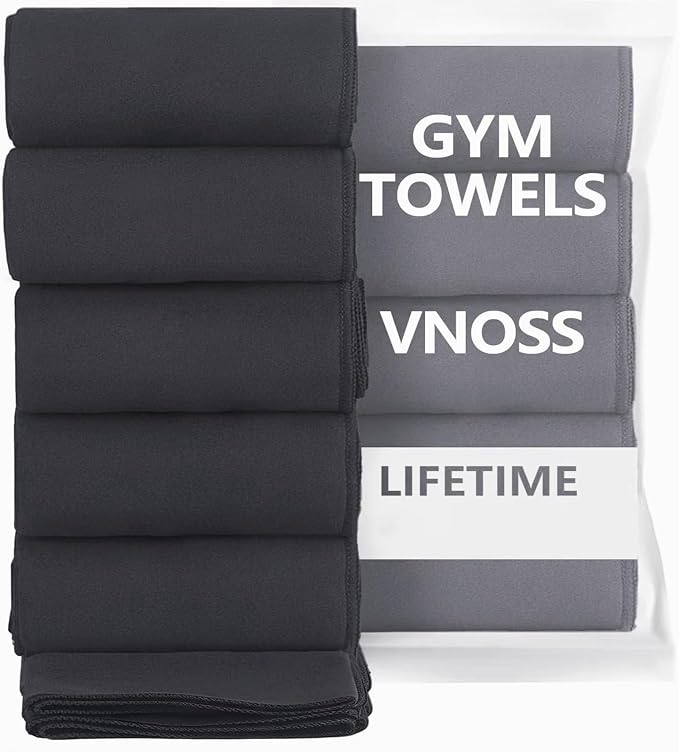 Microfiber Gym Towels - Quick Dry, Highly Absorbing, Odor-Free, for Women & Men - Gym Towel for Hot Yoga, Tennis, Working Out, Camping, Set of 5, 16 * 27 Inch, Dark Grey