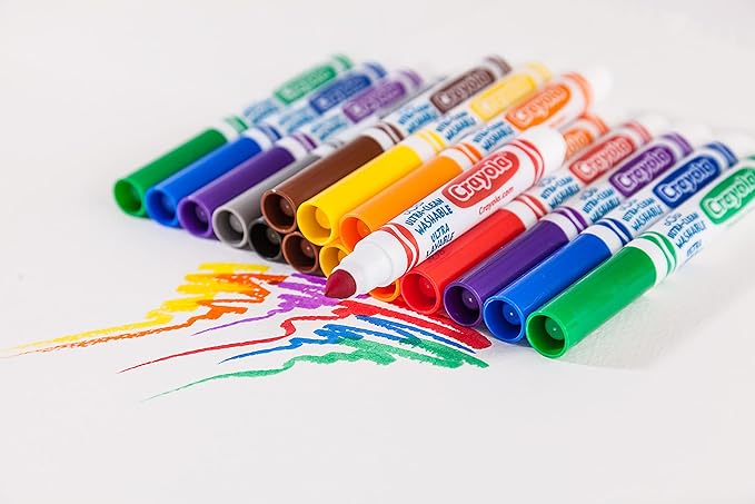 Crayola Ultra Clean Washable Markers (40ct), Broad Line Colored Markers for Kids, Coloring Book & Art Marker Set, Gifts for Kids. Ages 3+