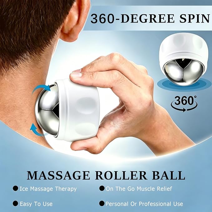 Massage Ice Roller Ball - Roller for Muscles Deep Tissue - Cold Therapy - Plantar Fasciitis Roller, Tight and Sore Muscles Relief, for Neck, Shoulders, Back, Calves & Feet, Sports Relaxations Gift