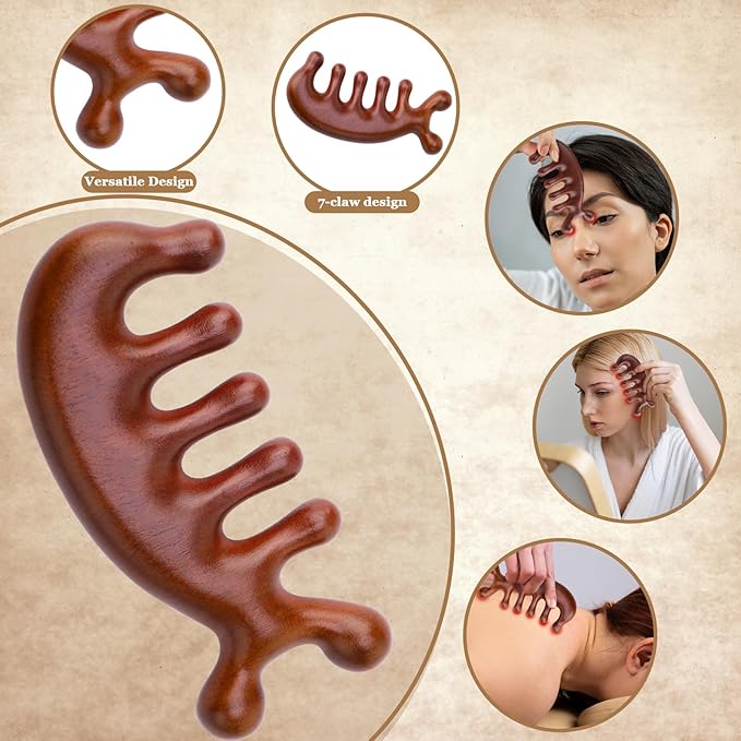 ProSuites 3 Pcs Wooden Head Scalp Massager Comb, Head Massage Tool for Relaxation Hair Gua Sha Comb for Mother,Gaughter,Wife
