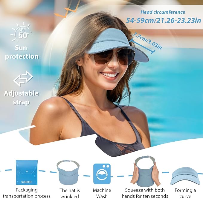 Sukeen Women's Adjustable Fit Runners Lightweight Comfort Performance Visor, Sports Sun Visor One Size Fits Most