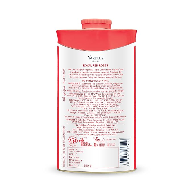 Yardley Red Rose Perfumed Talc 250 g