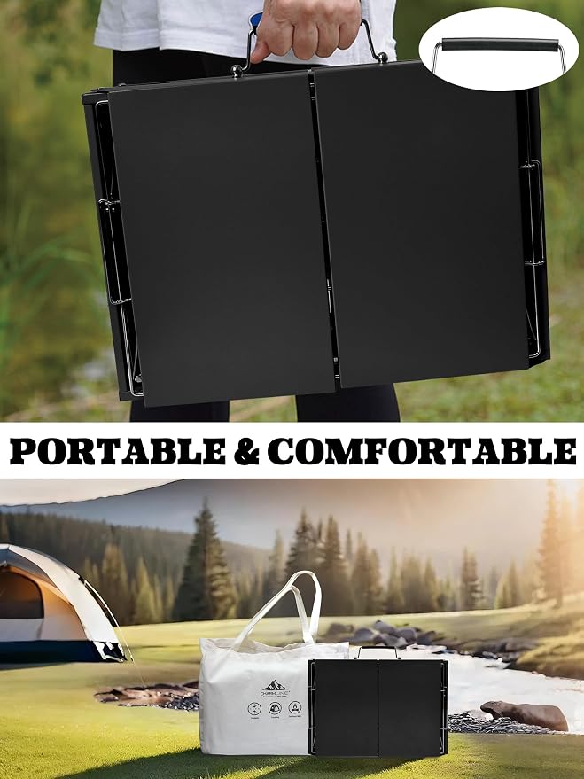 Charmline 18x13 inches Big Desktop Charcoal Grill, Liftable Grilling Net, Foldable Portable Grill for Indoor and Outdoor, BBQ Grill for Camping, Gardens, Picnics, Beach Parties, Black