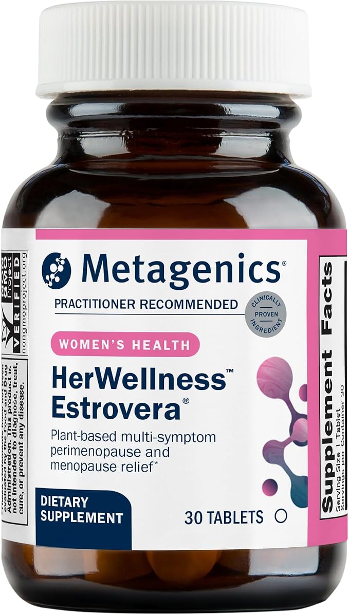 Metagenics HerWellness Estrovera - Hormone-Free Plant-Based Supplement - Supports Menopause & Perimenopause Relief - Hot Flashes, Night Sweats, Multi-Symptom Support - Vegetarian, Non-GMO - 30 Tablets