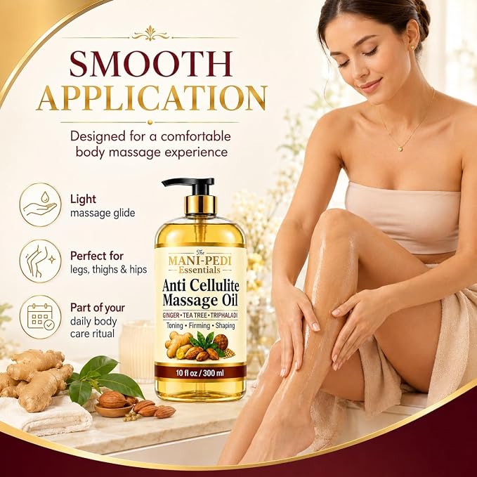 TMPE Anti Cellulite Body Oil - Visibly Tones, Firms & Shapes with Ginger, Tea Tree & Natural Herbs | Non-Greasy, Skin Tightening Formula | 10 Fl Oz