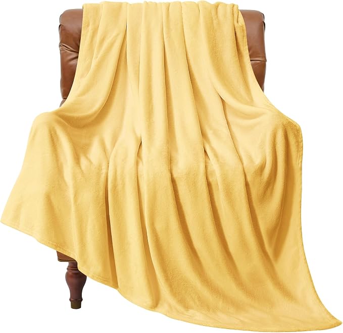 BEDELITE Fleece Blanket Soft Plush Throw for Couch Cream Yellow 50"x60" | Ultra Soft Fleece, Plush Microfiber, Lightweight Warmth, All Season Comfort, Fade Resistant, Machine Washable, Couch Sofa Bed