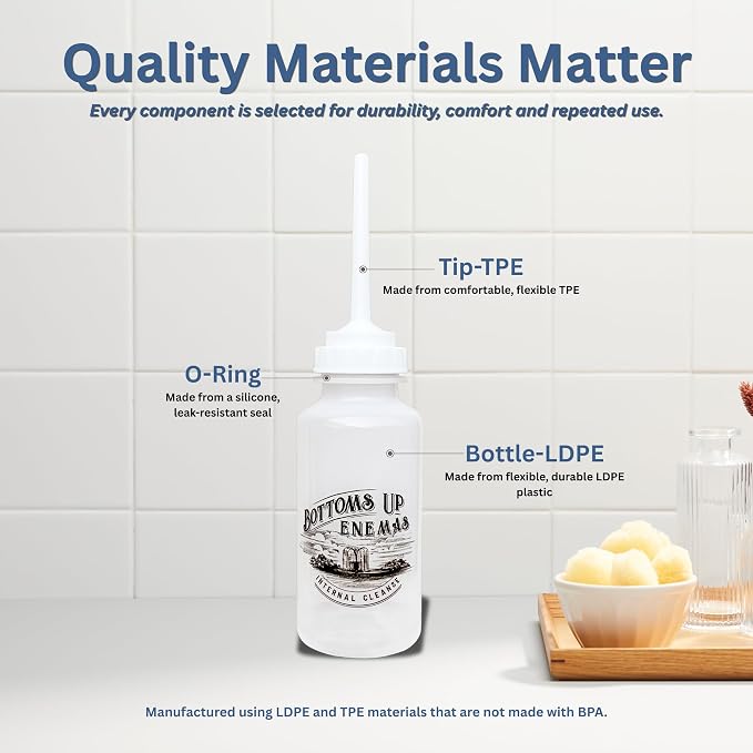 BUE Reusable Enema Bottle -10oz BPA-Free. Bottoms Up Enemas
