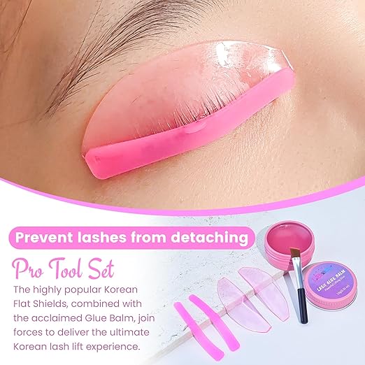 Libeauty 3 Pcs Value Pack, Lash Lift Glue Balm & Korean Flat Shields Kit with Lash Lift Ribbon, Salon and DIY Use, 1mm Ultra Thin Soften Pads, Strong Adhesive Balm, Adhesion-Secured Ribbon