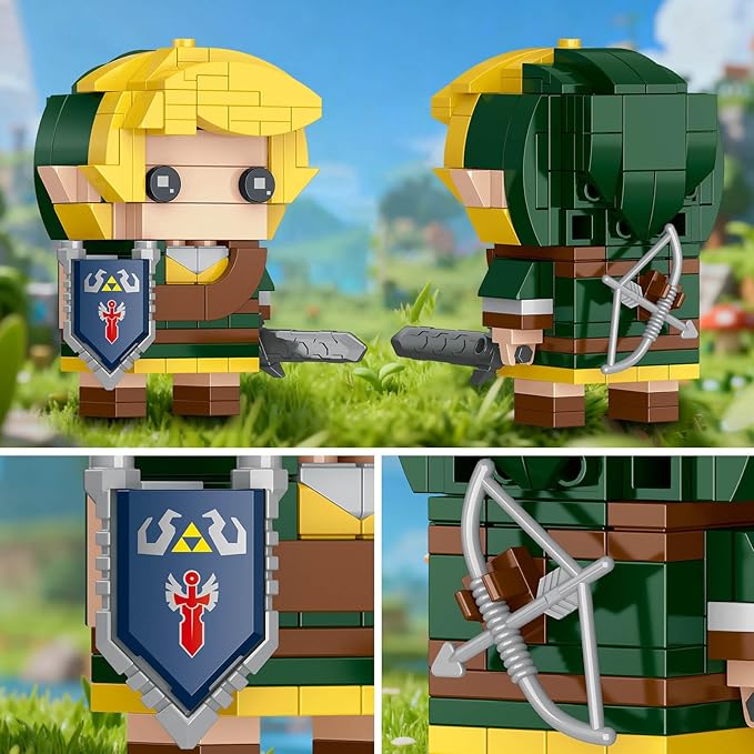 TOY PLAYER BOTW Link Figure Building Set, Link Action Figures with Master Sword and Ganondorf, Birthday Party Decorations Supplies, Gifts for Fans Kids &Adults (200+ Pieces)