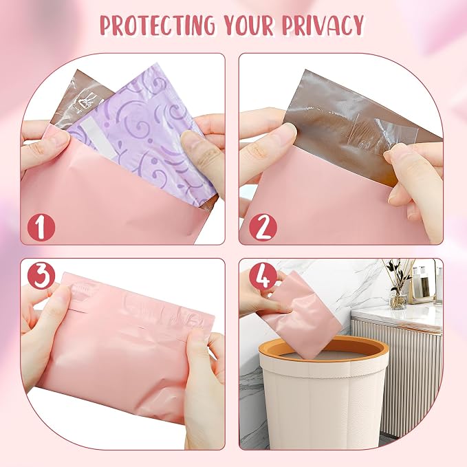 Sanitary Napkin Disposal Bags - Block Odors, Great Adhesion, Perfect Size - Feminine Hygiene Disposal Bags for Tampons and Pads 100Pcs (Pink)