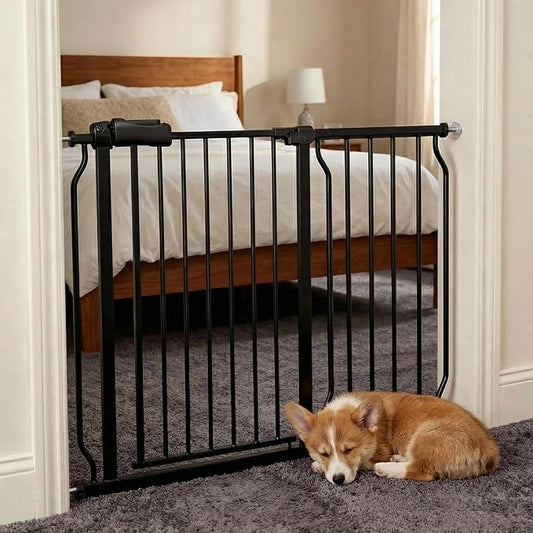 Baby Gates Extra Wide 43.5-48 Inch Wide Large Baby Gate for Stairs Tension Pet Dog Gates Indoor for Doorways No Drilling Pressure Mounted Pet Gates for Kids