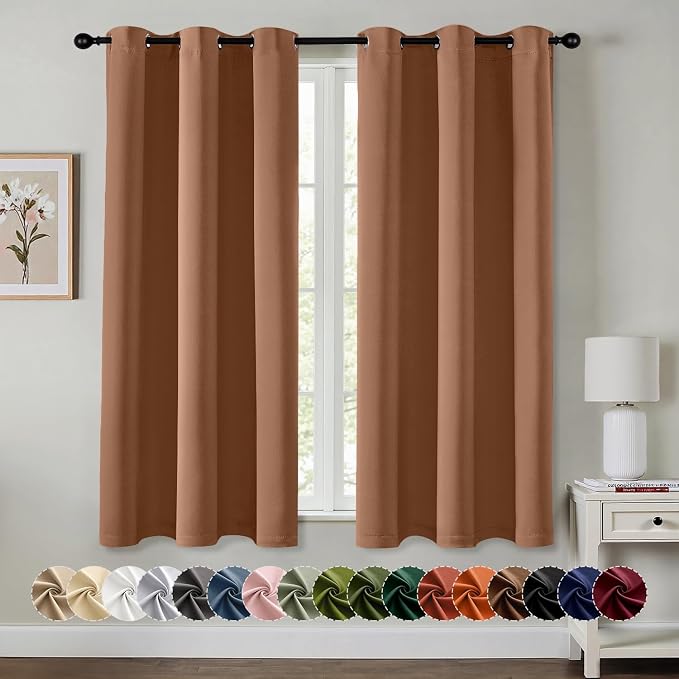 MIULEE Blackout Curtains for Bedroom 2 Panels 40 x 45 Inch Long Sun Baked | Thermal Insulated, Living Room Darkening Grommet Drapes, Noise Reducing, Light Blocking Window Treatments