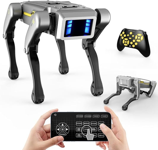 EVADA Smart Robot Dog Robotic Puppy Dog, APP/Handle Remote Control with 20+ Actions Programming Interactive Voice Commands, Durable ABS Design USB Rechargeable Companion Gift for Kids Adults